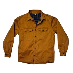 Lands' End Shirt Jacket Flannel Lined Twill Button Down sz M